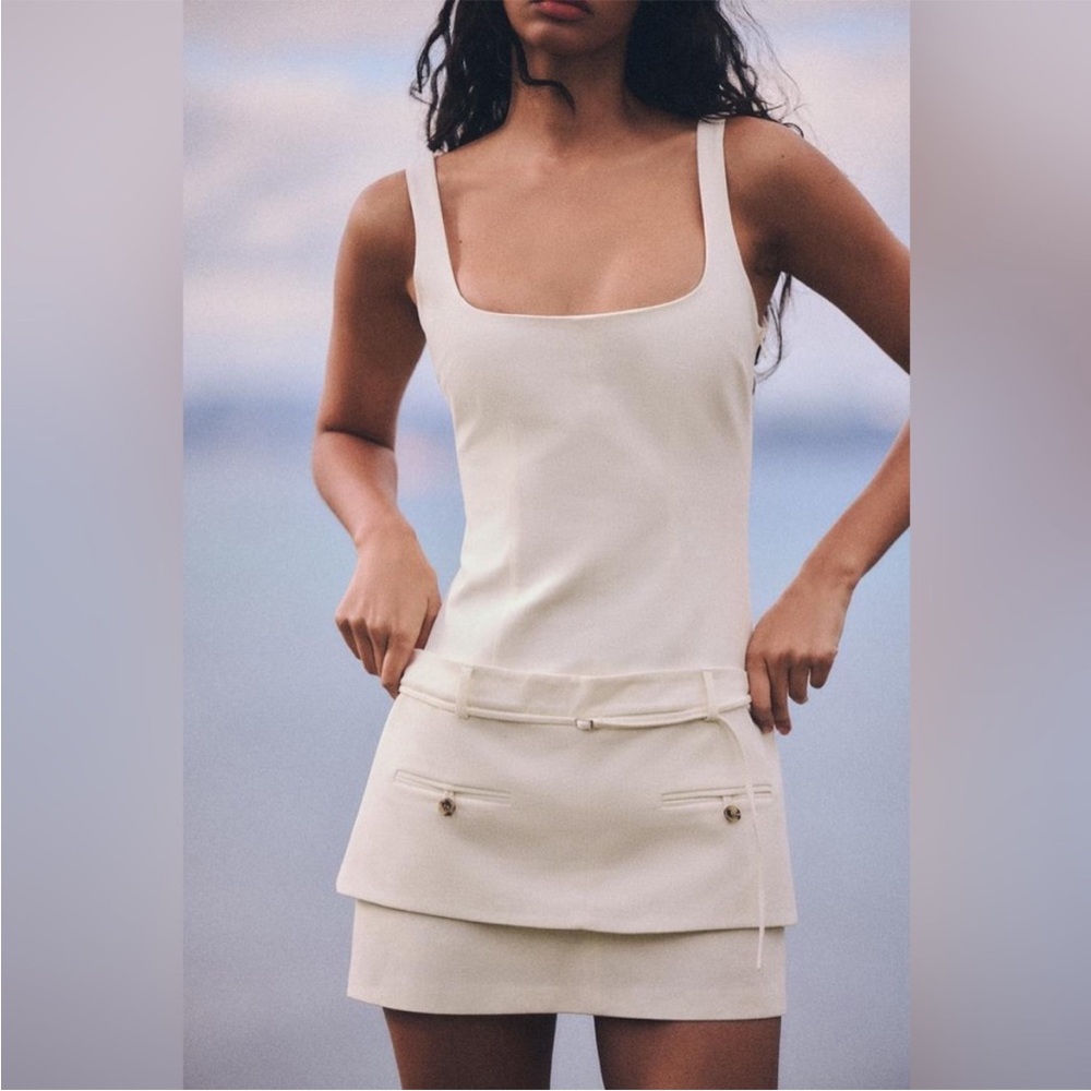 NWT Zara Cream Mini Dress Chic and Elegant